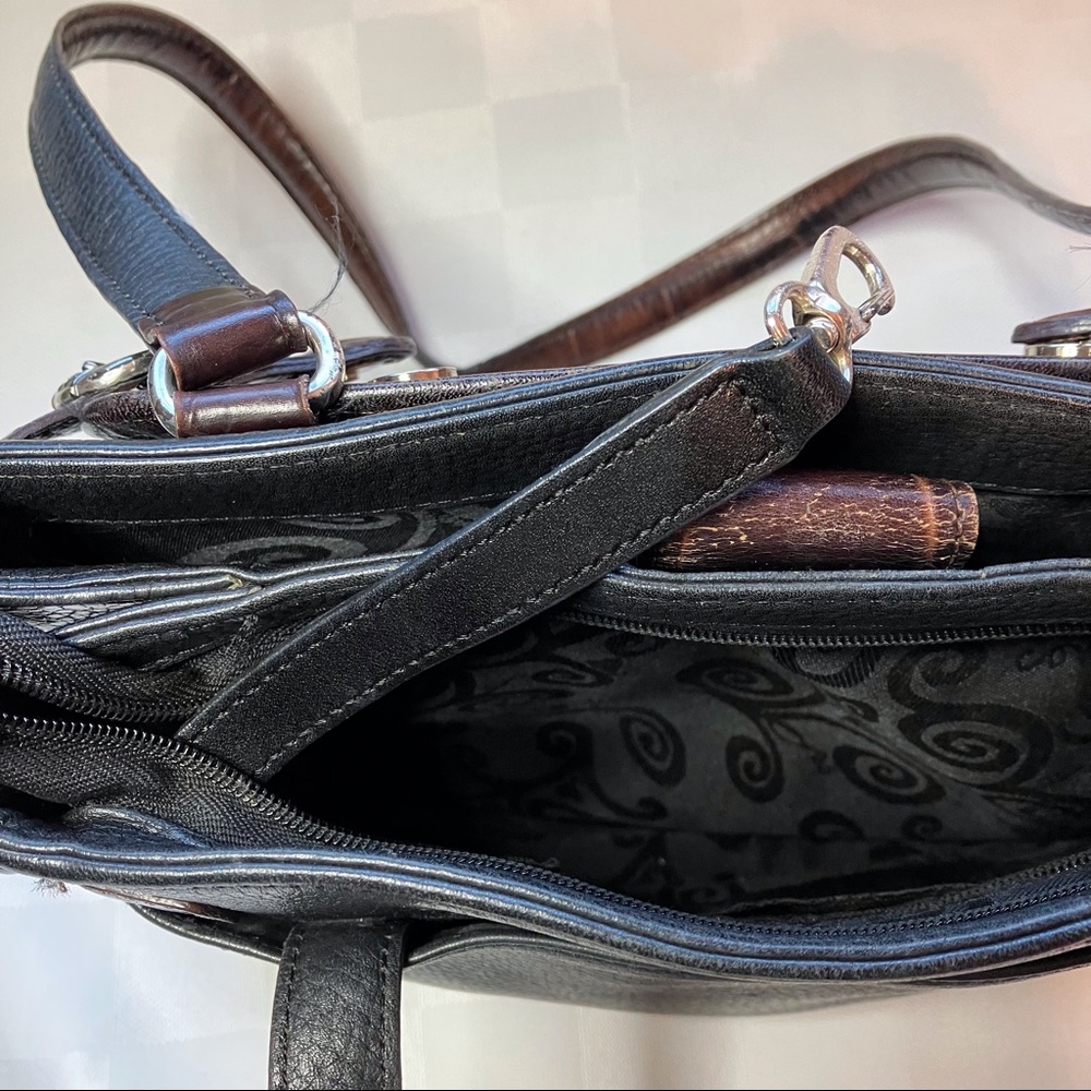 Brighton Collectables Black & Brown Leather Shoulder Bag / Wallet Matching Set - Picture 8 of 16